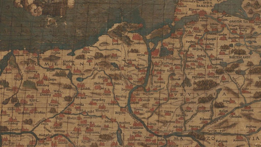 Mapa polski XVI w Pomorze