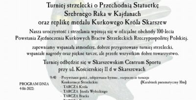 Turniej Strzelecki o Statuetkę Srebrnego Raka w Kajdanach i replikę medalu Kurkowego Króla Skarszew